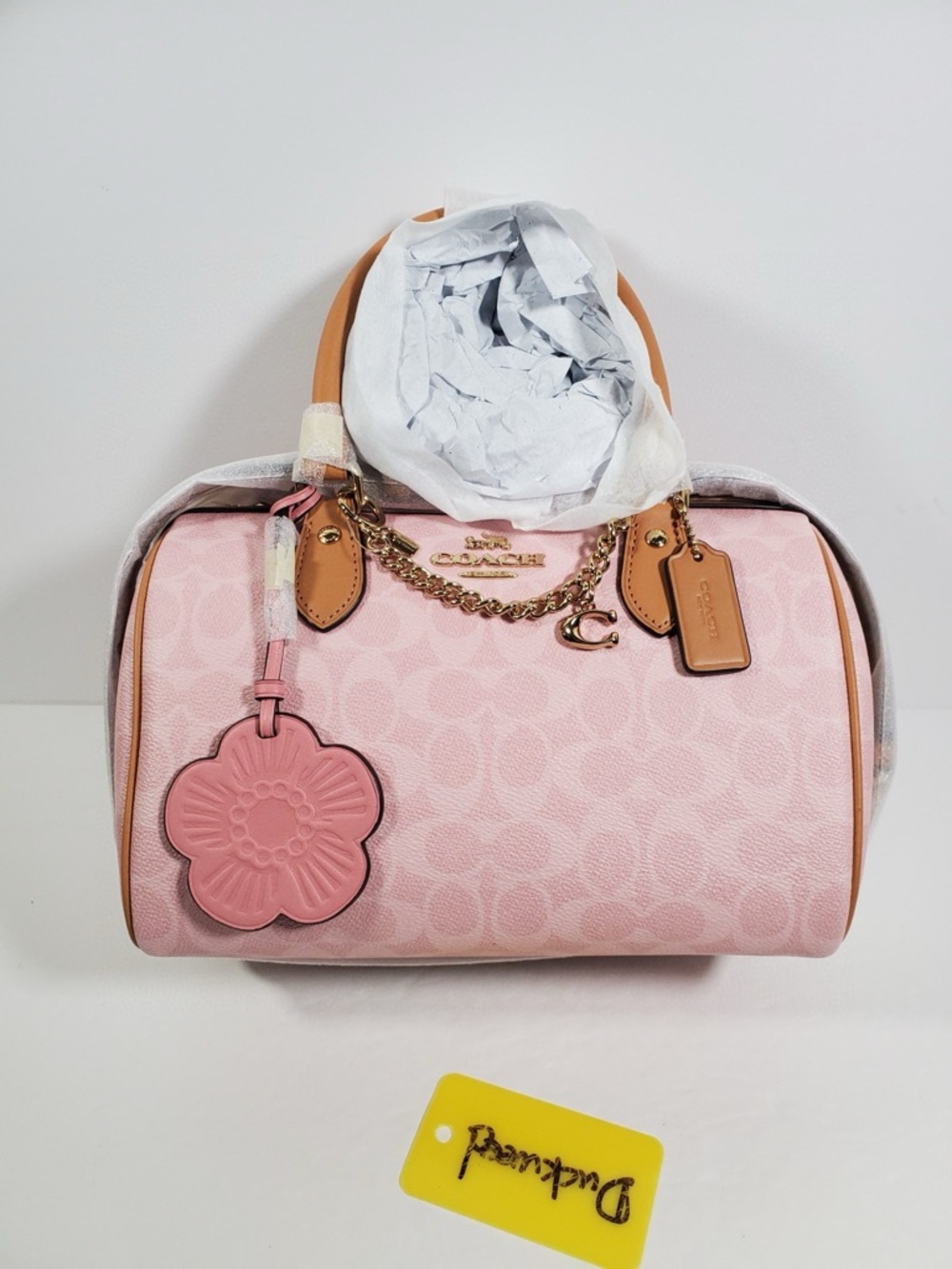 Coach Rowan Medium Satchel Bag In Signature Canvas With Charms , Powder Pink NWT